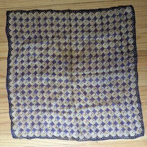 vintage 50s 60s scarf handkerchief diamond checker purple 16.5" x 17" silk retro